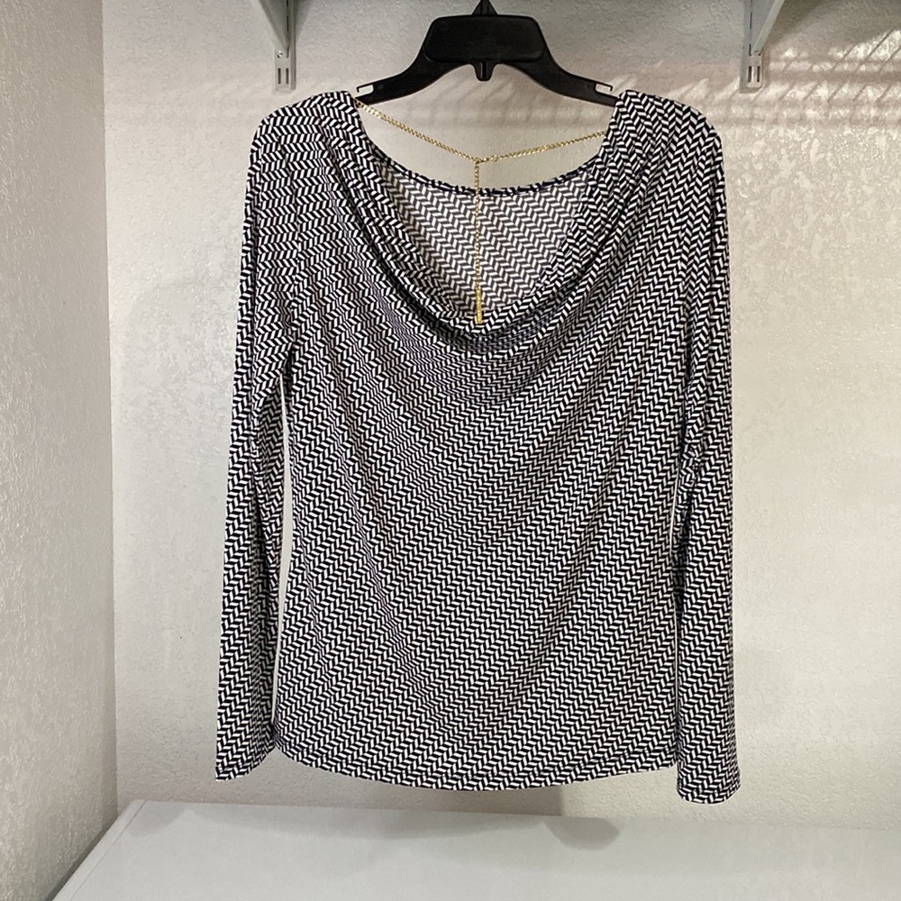 Michael Kors Chevron Print With Gold Chain Detail Blouse